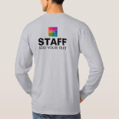 T-shirt Texte Logo Personnel Équipe Mens Grey Long Sleeve (Dos)