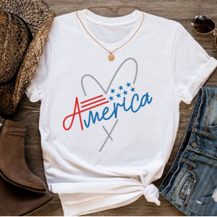T-shirt Texte minimal Graphique 4 juillet drapeau américai