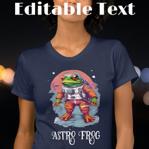T-shirt Texte modifiable de la grenouille astronaute color