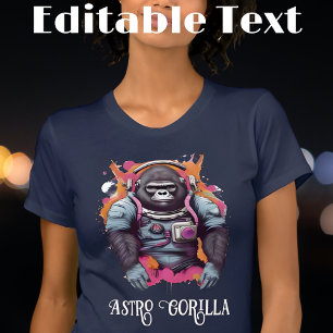 T-shirt Texte modifiable de l'astronaute coloré Gorilla