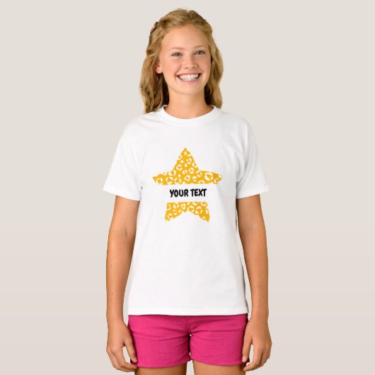 T-shirt Texte modifiable Leopard Motif Star Design (Devant entier)