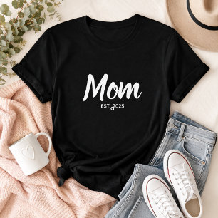 T-shirt Texte personnalisé Date de début Maman en écriture