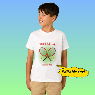T-shirt Texte personnalisé de l'as de tennis rouge
