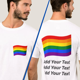 T-shirt Texte personnalisé de l'indicateur Arc-en-ciel Gay