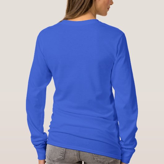 T-shirt Texte Personnalisé Deep Royal Blue Femme Long Manc (Dos)