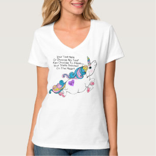 T-shirt Texte Personnalisé / État Coeur Unicorne rose bleu