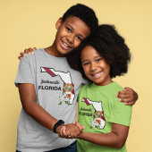 T-shirt Texte personnalisé Floride Drapeau & Fleur Orange 