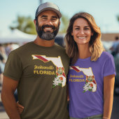 T-shirt Texte personnalisé Floride Drapeau & Fleur Orange