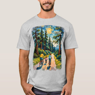 T-shirt Texte personnalisé Forêt de séquoias Famille Cycli