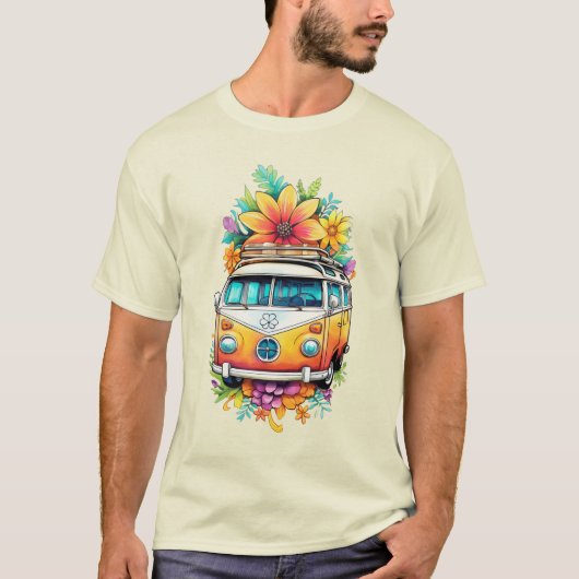T-shirt Texte personnalisé Hippie Van (Devant)