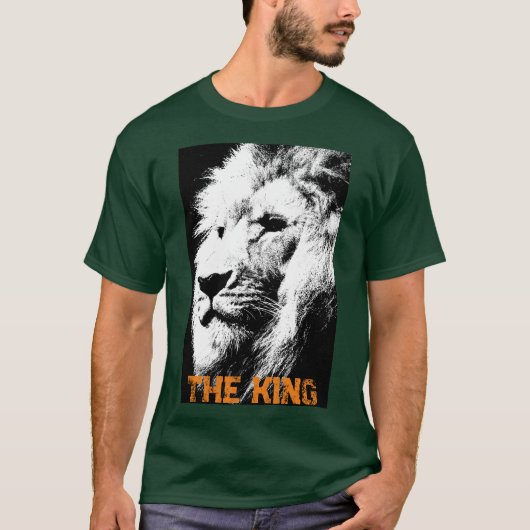 T-shirt Texte Personnalisé Lion Face Mens Deep Forest Gree (Devant)