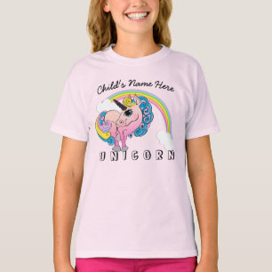 T-shirt Texte Personnalisé/ Pastel Unicorn Joli nuages Arc