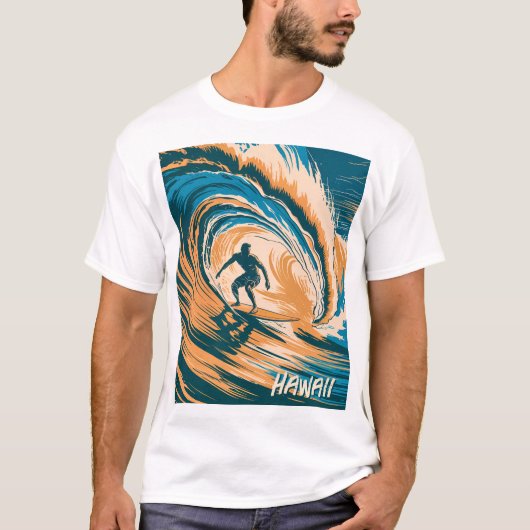 T-shirt Texte personnalisé Surfer Surf Vagues Rétro minima (Devant)