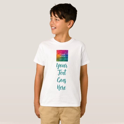 T-shirt Texte Personnalisé Typographie Script Garçons Enfa (Devant entier)