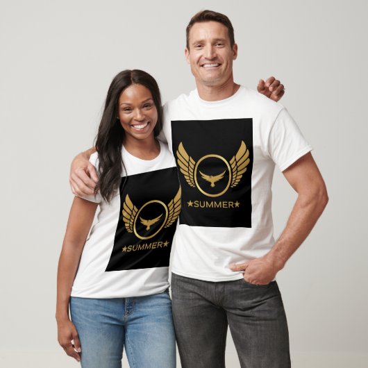 T-shirt Texte personnalisé Vibes d'été Gold Eagle Image Bl (Unisexe)