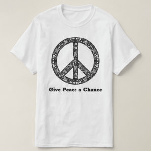 T-shirt Texte personnalisé Vintage Signal de paix noir/bl