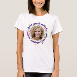 T-shirt Texte photo personnalisé Dots Arc-en-ciel 40e an