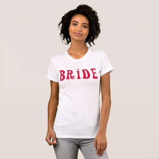 T-shirt Texte rouge de la mariée (Devant entier)