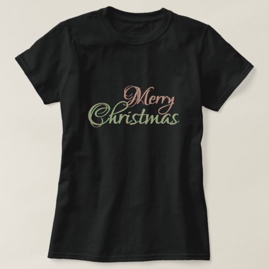T-shirt Texte rouge d'or de vert de Joyeux Noël (Design devant)