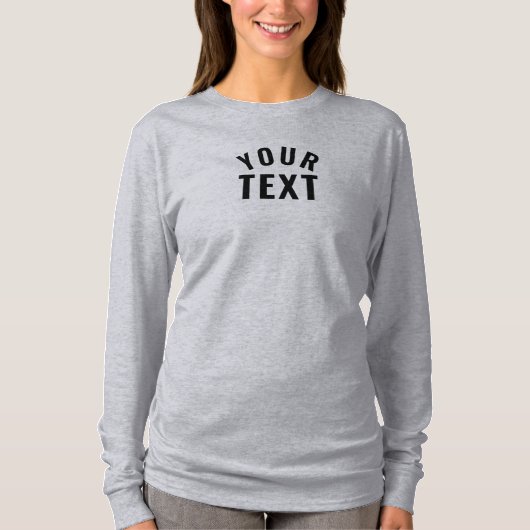 T-shirt Texte simple Modèle femmes long manches gris (Devant)