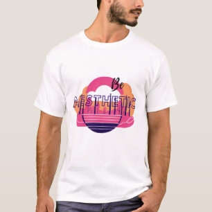 T-shirt Texte "Soyez esthétique" avec un coucher de soleil