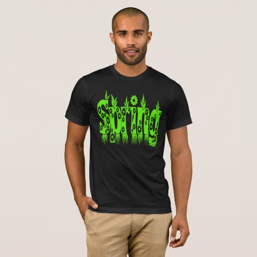 T-shirt Texte vert printemps mignon Typographie florale (Devant entier)