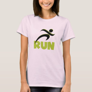 T-shirt texte vert ressort customisé RUN