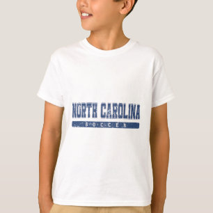 T-shirt Texte vintage bleu de soccer de Caroline du Nord