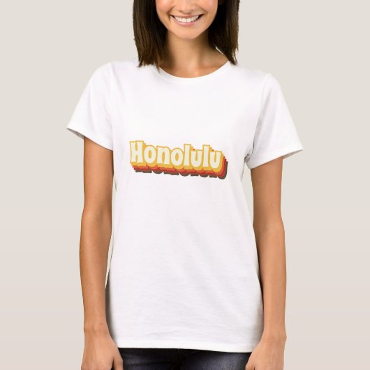 T-shirt Texte Vintage Honolulu Retro (Devant)