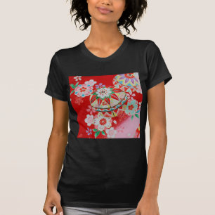 T-shirt Textile japonais de KIMONO, motif floral
