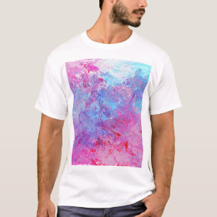 T-shirt Texture créative bleu-rose, taches de peinture.