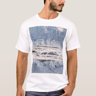 T-shirt Texture de jean déchiré