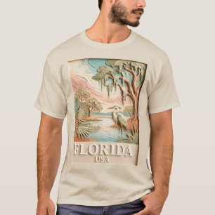 T-shirt Texture de paysage faunique oiseaux des Everglades