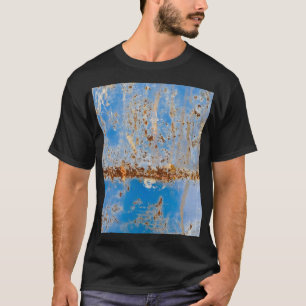 T-shirt Texture métallique rouillée, décoration rayée bleu