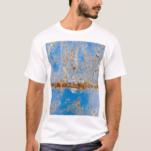T-shirt Texture métallique rouillée, décoration rayée bleu