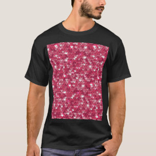 T-shirt Texture paillée rose, motif vintage