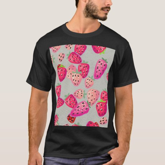 T-shirt Texture tirée à la main de fraise mûre (Devant)