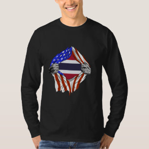 T-shirt Thaïlande Poitrine USA Racines Thaïes Fierté Thaïe