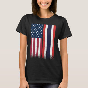 T-shirt Thaïlande Thai drapeaux américains Fiers USA Thaïl