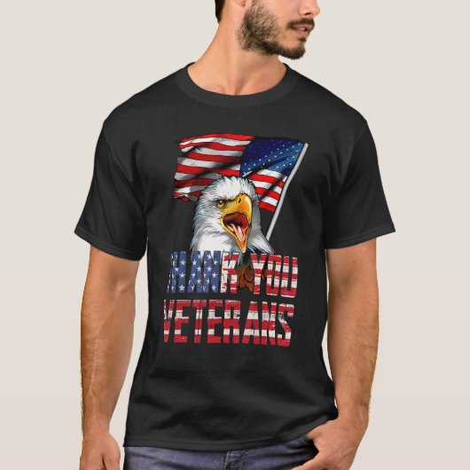 T-shirt Thank You Veterans American Eagle US Flag for 4th (Devant)