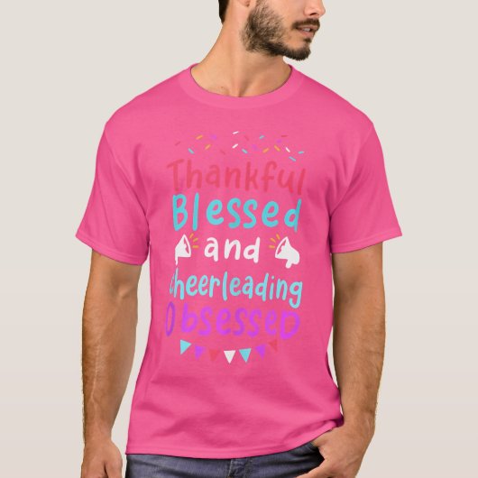 T-shirt Thankful Blessed Cheerleading Obsessed (Devant)
