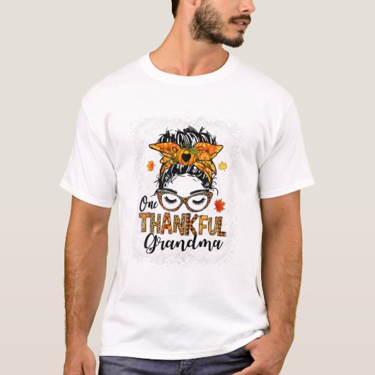 T-shirt Thankful Grandma Messy Bun (Devant)