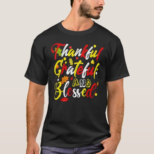 T-shirt Thankful Grateful And Blessed Fall Autumn Thanksgi (Devant)
