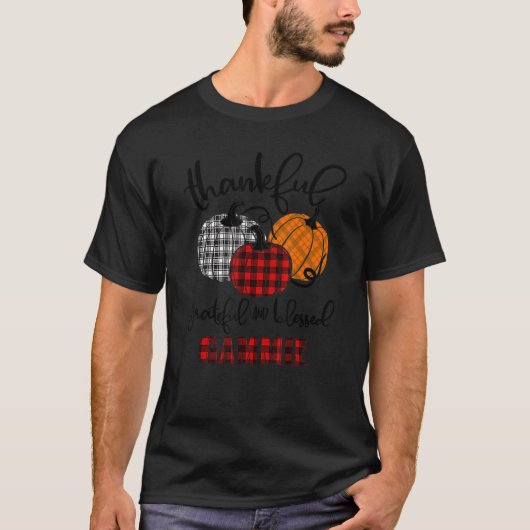 T-shirt Thankful Grateful Blessed Gammie Autumn Fall Pumpk (Devant)