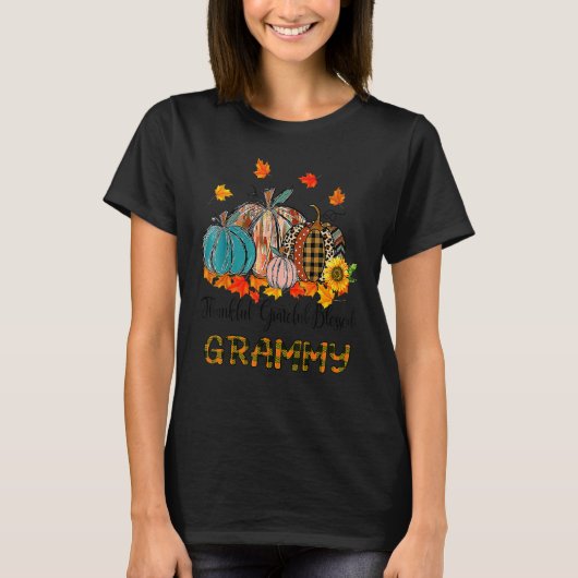 T-shirt Thankful Grateful Blessed Grammy Pumpkins Thanksgi (Devant)