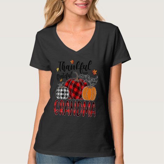 T-shirt Thankful Grateful Blessed Grandma Pumpkin Truck Th (Devant)
