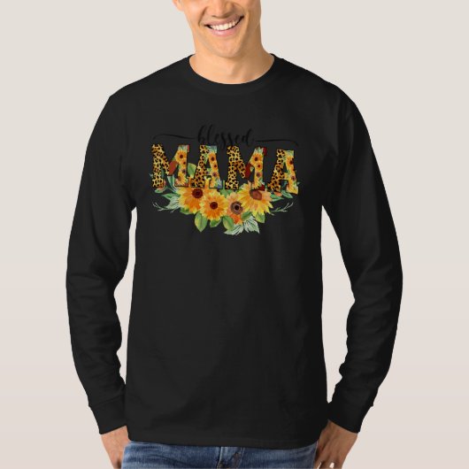 T-shirt Thankful Grateful Blessed Mama Sunflower Thanksgiv (Devant)