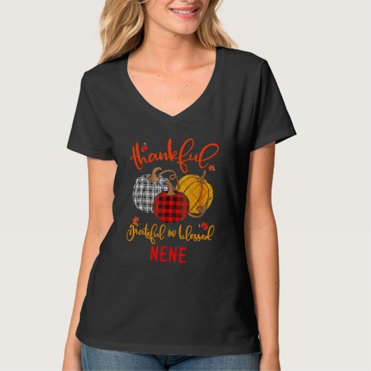 T-shirt Thankful Grateful Blessed NeNe Autumn Fall Pumpkin (Devant)