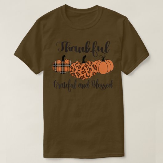 T-shirt Thankful Grateful Blessed Plaid Leopard Pumpkin Th (Design devant)