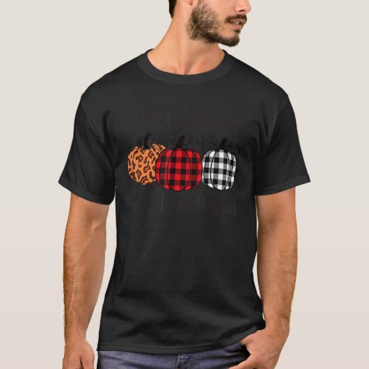 T-shirt Thankful Grateful Blessed Plaid Leopard Pumpkin Th (Devant)